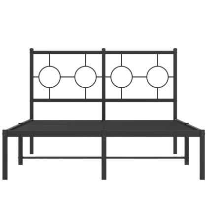 Метална рамка за легло с горна табла, бяла, 120x200 см