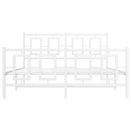 Метална рамка за легло с горна и долна табла, бяла, 135x190 см