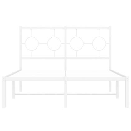 Метална рамка за легло с горна табла, бяла, 120x190 см