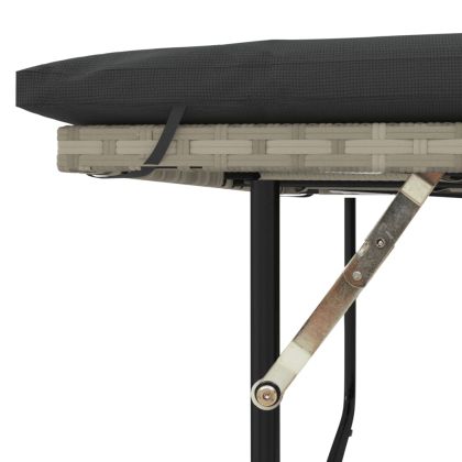 Градински диван с възглавници 2-местен светлосив полиратан