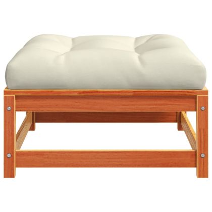 Градинска табуретка с възглавница, восъчнокафяв, бор масив