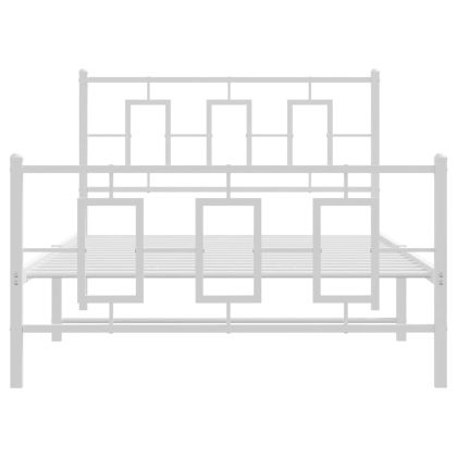 Метална рамка за легло с горна и долна табла, бяла, 107x203 см
