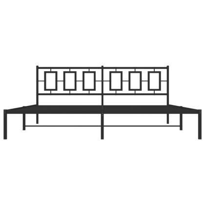 Метална рамка за легло с горна табла, черна, 200x200 см