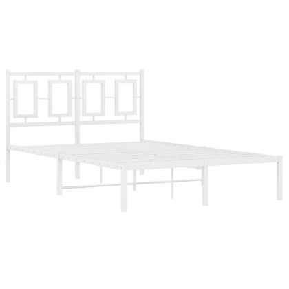 Метална рамка за легло с горна табла, бяла, 120x200 см