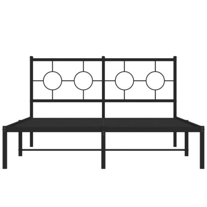 Метална рамка за легло с горна табла, черна, 140x200 см