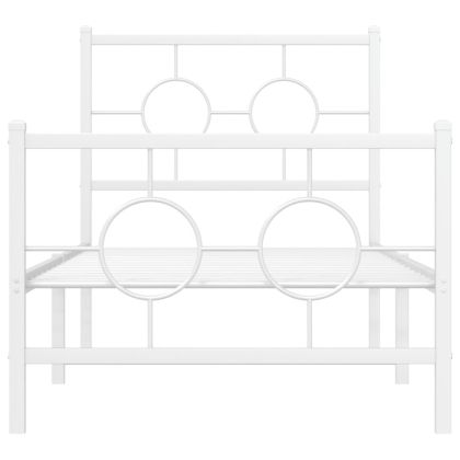 Метална рамка за легло с горна и долна табла, бяла, 80x200 см