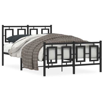 Метална рамка за легло с горна и долна табла, черна, 120x200 см