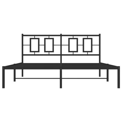 Метална рамка за легло с горна табла, черна, 150x200 см
