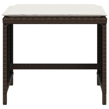 Външни табуретки с възглавници 4 бр кафяв 41x41x36 см полиратан