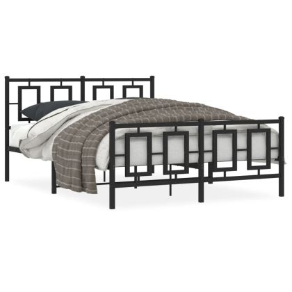 Метална рамка за легло с горна и долна табла, черна, 140x200 см