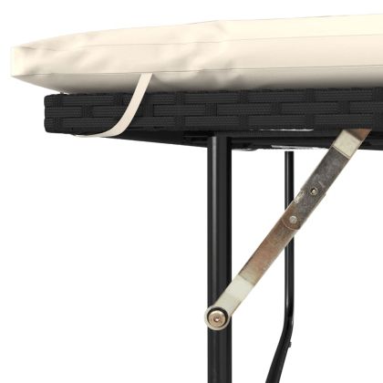 Градински диван с възглавници 2-местен черен полиратан и акация