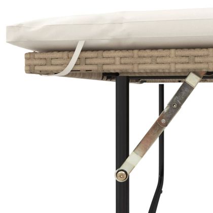 Градински диван с възглавници 2-местен бежов полиратан и акация