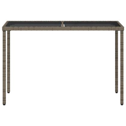 Градинска маса със стъклен плот сива 115x54x74 см полиратан