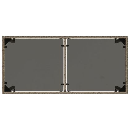 Градинска маса със стъклен плот сива 115x54x74 см полиратан