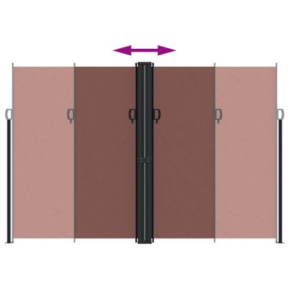 Прибираща се странична тента, кафява, 220x1200 см