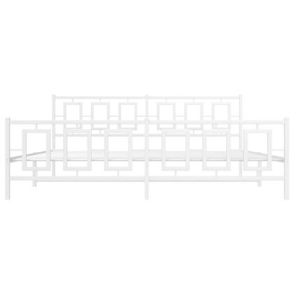Метална рамка за легло с горна и долна табла, бяла, 193x203 см