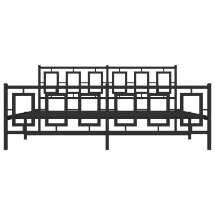 Метална рамка за легло с горна и долна табла, черна, 183x213 см