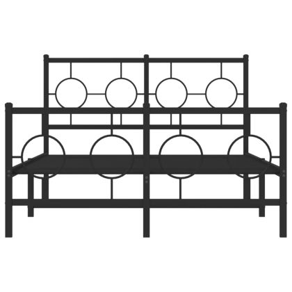 Метална рамка за легло с горна и долна табла, черна, 120x200 см