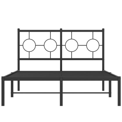 Метална рамка за легло с горна табла, черна, 120x190 см