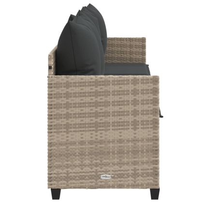 Шезлонг с възглавници, светлосив, полиратан