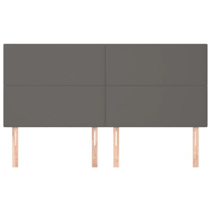 Табла за легло, сива, 160x5x118/128 см, изкуствена кожа