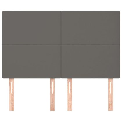 Табла за легло, сива, 144x5x118/128 см, изкуствена кожа