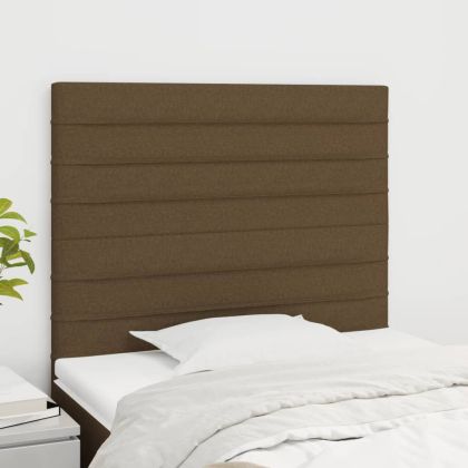 Горни табли за легло, 2 бр, тъмнокафяви 90x5x78/88 см, плат