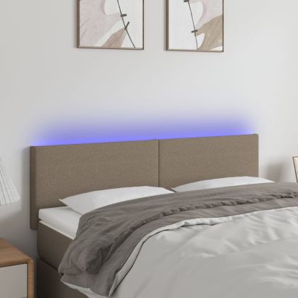 LED горна табла за легло, таупе, 144x5x78/88 см, плат