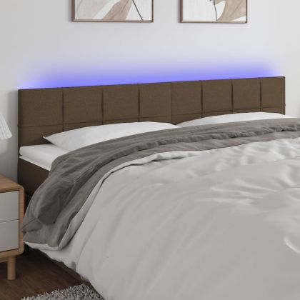 LED горна табла за легло, таупе, 200x5x78/88 см, плат
