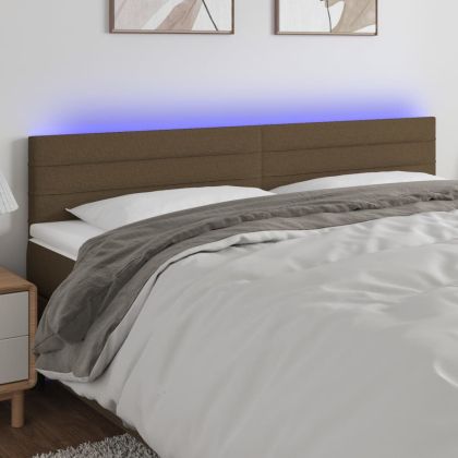 LED горна табла за легло, тъмнокафява, 180x5x78/88 см, плат