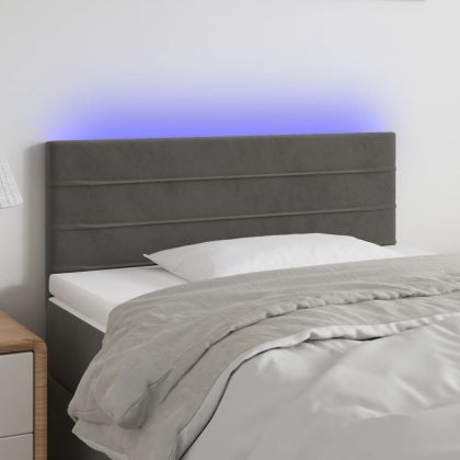 LED горна табла за легло, тъмносива, 80x5x78/88 см, кадифе