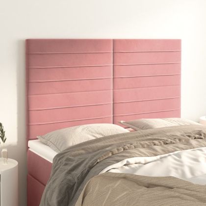 Горни табли за легло, 4 бр, розова , 72x5x78/88 см, кадифе