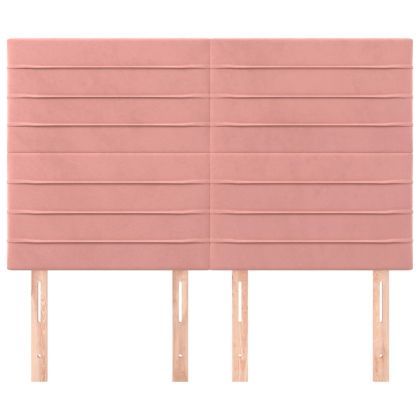 Табла за легло, розова, 144x5x118/128 см, кадифе