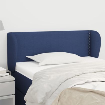 Горна табла за легло с уши, синя, 83x23x78/88 см, плат