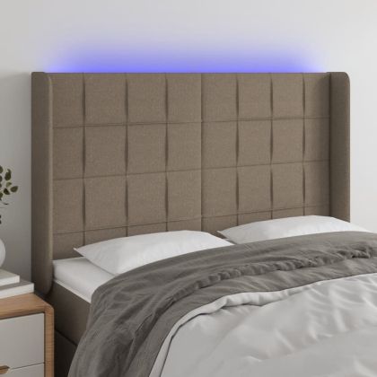 LED горна табла за легло, таупе, 147x16x118/128 см, плат
