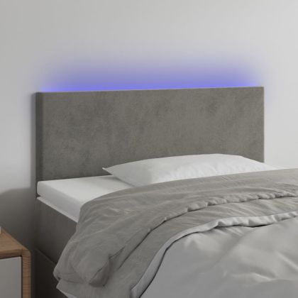 LED горна табла за легло, светлосива, 80x5x78/88 см, кадифе