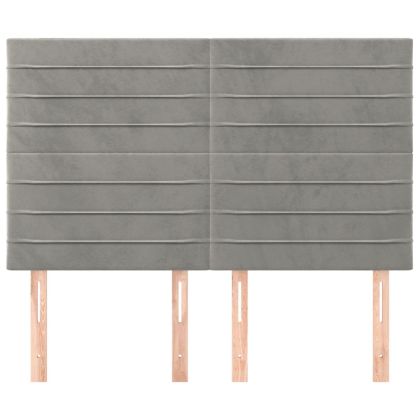 Табла за легло, светло сива, 144x5x118/128 см, кадифе