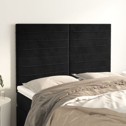 Горни табли за легло, 4 бр, черни, 72x5x78/88 см, кадифе