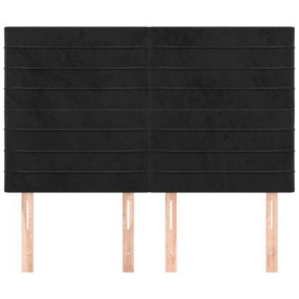 Табла за легло, черна, 144x5x118/128 см, кадифе