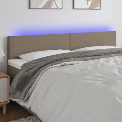 LED горна табла за легло, таупе, 180x5x78/88 см, плат