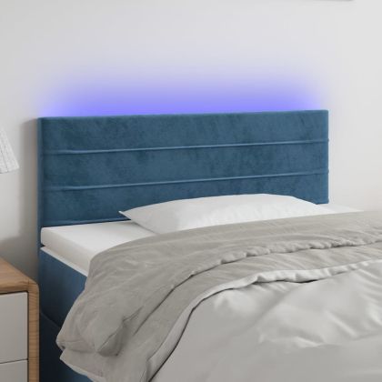 LED горна табла за легло, тъмносиня, 80x5x78/88 см, кадифе