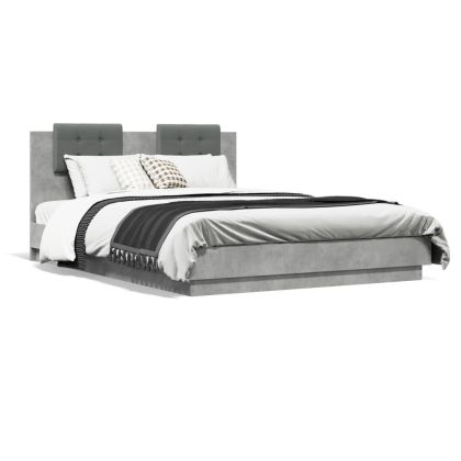 Рамка за легло с табла, бетонно сива, 140x200см инженерно дърво