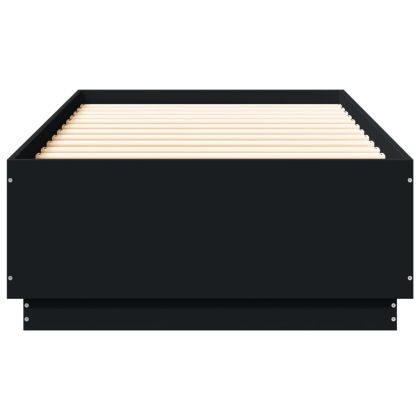 Рамка за легло с LED осветление черна 100x200см инженерно дърво
