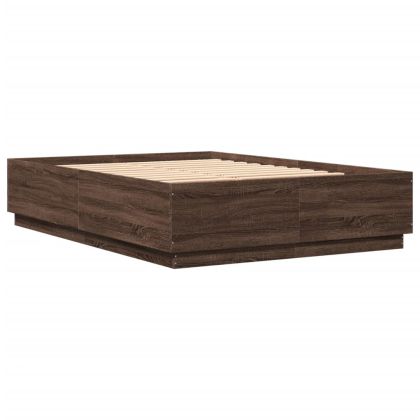 Рамка за легло с LED осветление, кафяв дъб, 120x200 см