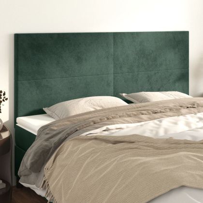 Горни табли за легло, 4 бр, тъмнозелени, 80x5x78/88 см кадифе