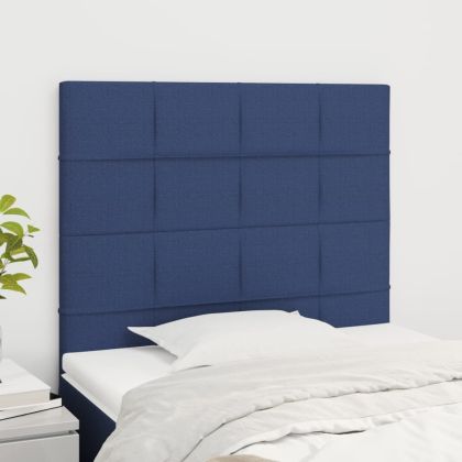 Горни табли за легло, 2 бр, сини, 90x5x78/88 см, плат