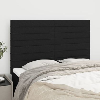 Горни табли за легло, 4 бр, черни, 72x5x78/88 см, плат