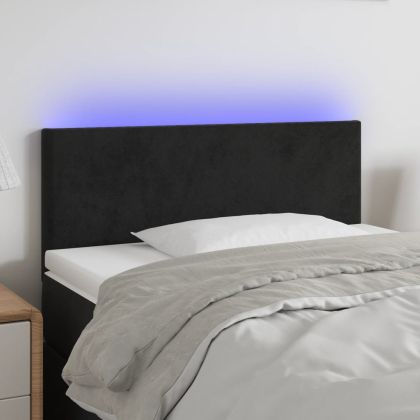 LED горна табла за легло, черна, 80x5x78/88 см, кадифе