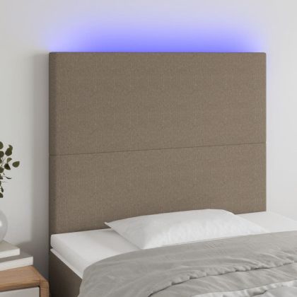LED горна табла за легло, таупе, 90x5x118/128 см, плат