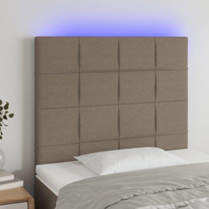 LED горна табла за легло, таупе, 80x5x118/128 см, плат